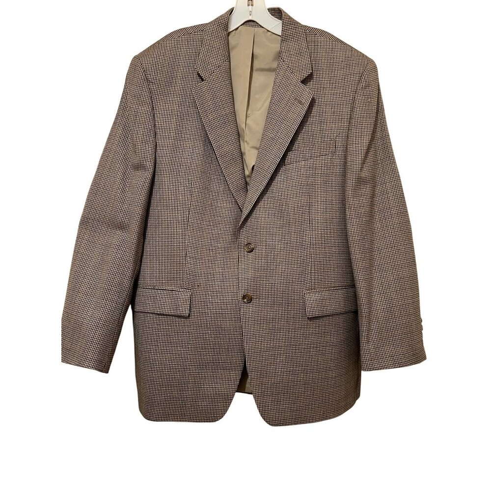 VTG Lauren Ralph Lauren Mens Houndstooth Wool Blazer Jacket 43R Made In Canada